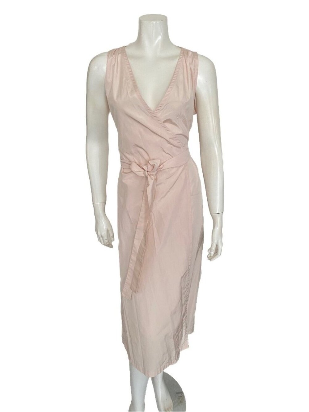 Max Mara Dress Light Pink Silk Blend Wrap Size 8 Sleeveless Mid Length